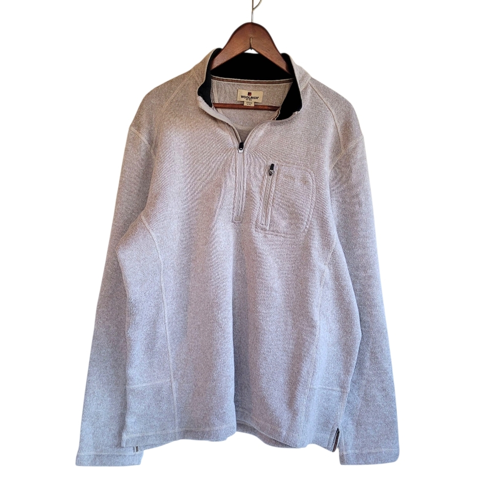 Woolrich 1/4 Zip Pullover Sweater Cream Mens XL
